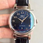 Copy IWC Schaffhausen Portofino Watch 40mm SS Dark Blue Dial Black leather